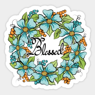 Blessed Floral Wreath Art Sticker